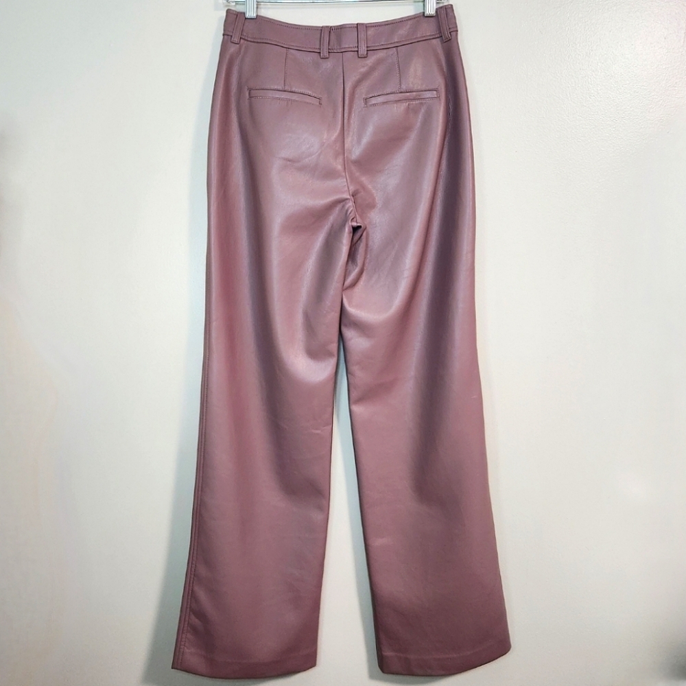 🌿 Aritzia Babaton Mauve Vegan Leather Wide Leg Pants, Size 6 ~ EUC - Picture 5 of 13